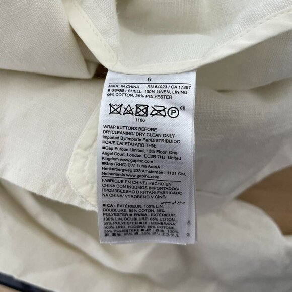 Banana Republic White Linen Blend  Blazer |  Womens Size 6 Small/ Medium - Picture 6 of 6